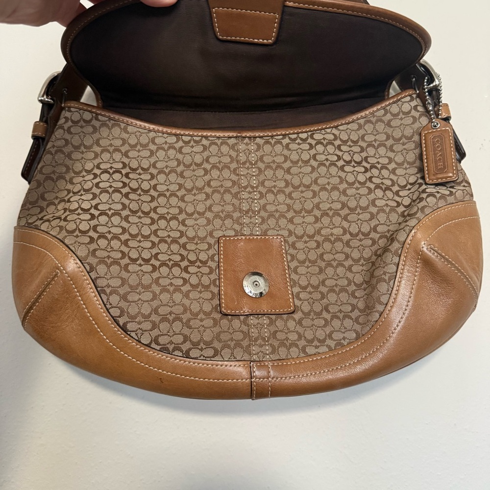 Coach 6808 Vintage Soho Tan Leather and Signature C Canvas Shoulder Tote Bag - Picture 6 of 16